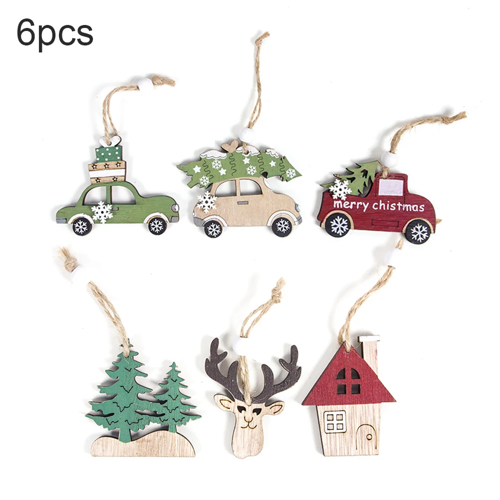 6 шт платье на Рождество с милой Деревянные Подвески вечерние Рождественская