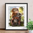 Алмазная вышивка животных полный квадрат 5D DIY картина Стразы мозаика обезьяна и кошка алмазная живопись Декор для дома