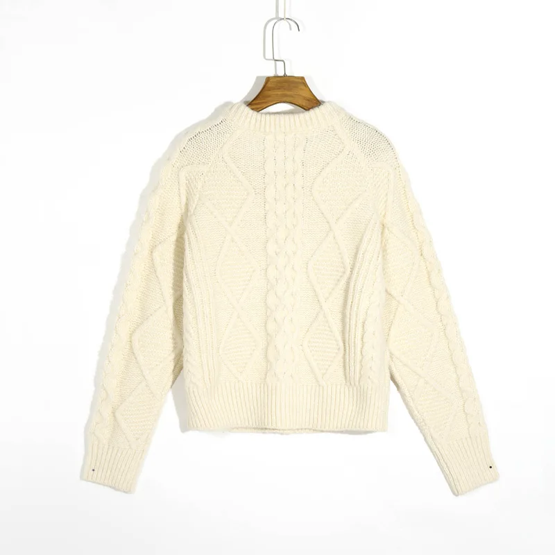 

Autumn and winter women's sweater casual solid color round neck long sleeve cardigan sweater