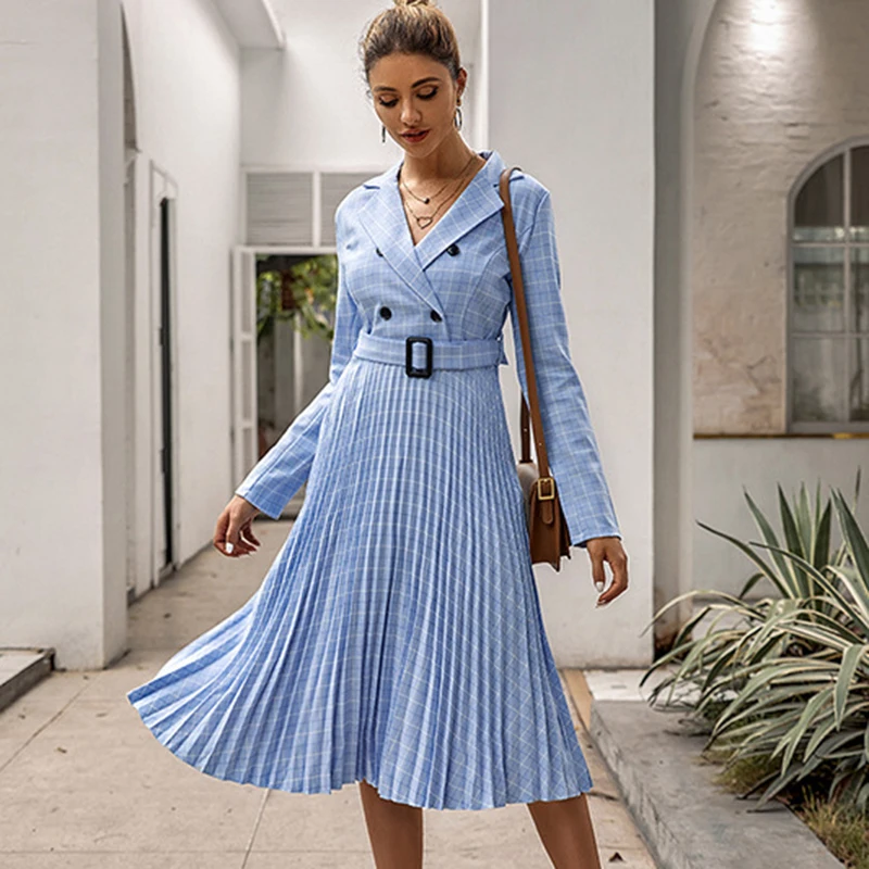 2019 осень и зима новое платье Плиссированное Европейское американское модное