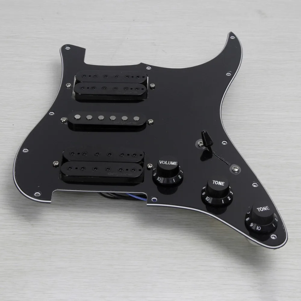 OriPure черная предпроводная электрогитара Pickguard Alnico 5 пикапов потенциометр 500k для Strat HSH 11 отверстий
