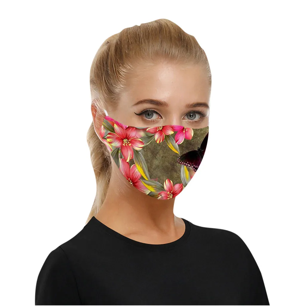 

Washable Reusable Cotton Facemask Dust-Proof And Smog Face Mask Women Fashion Print Mascarillas Breathable Masque Protective