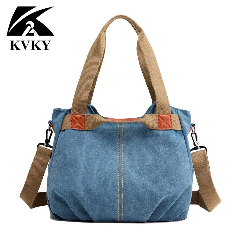 KVKY Лидер продаж повседневная сумка тоут женская сумки через плечо холщовая