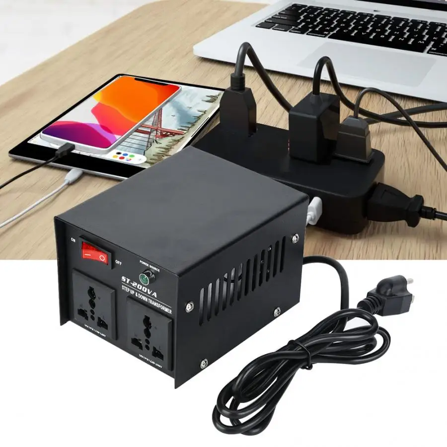 Преобразователь напряжения 200 Вт с 2 шт. универсальных розеток от 100 В до 220