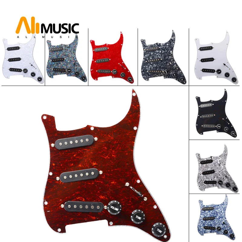 Многоцветная Накладка электрогитары pickguard и черный SSS загруженный предпроводной