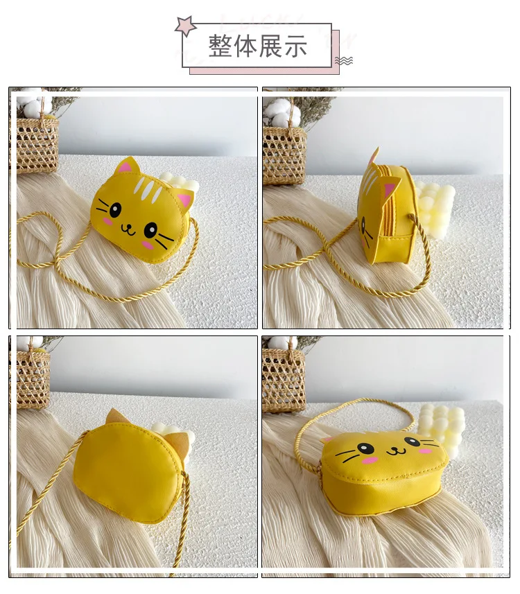 Cute Baby Kids Mini Coin Purse Handbags Boys Girls Wallet Pouch Crossbody Bags Lovely Cartoon Cat Children's Small Shoulder Bag