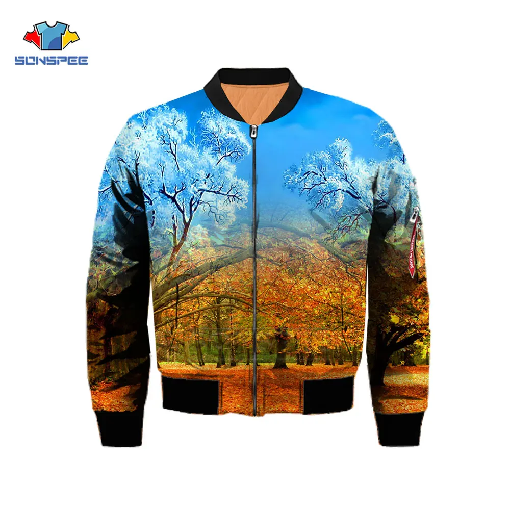 

SONSPEE Novelty Winter Snow Autumn Leaves Pincou Contrast Color Splicing Masculine Jacket Fashion Popular Oversized Itself Coat