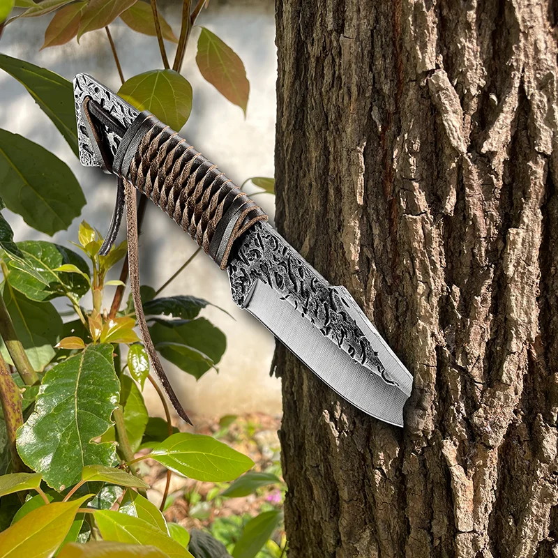Нож с фиксированным лезвием кованый охотничий нож военный боевой для кемпинга