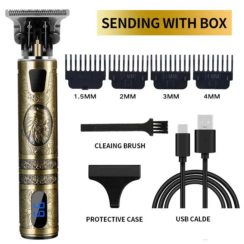 

T9 Hot Sale Razor Hairdressing Carving Push White Electric Push Rechargeable Retro Oil Head Clipper Electric Hair Clipper
