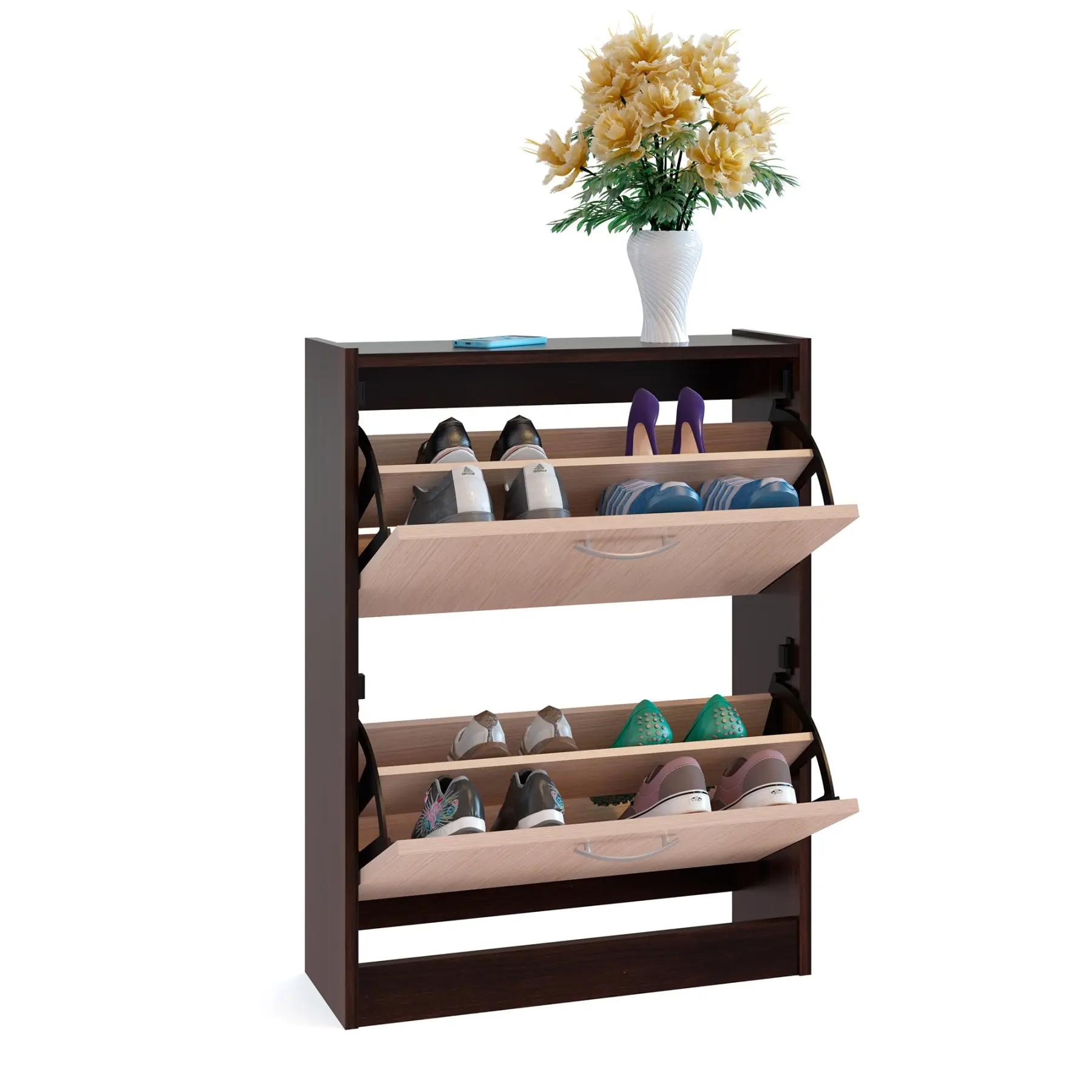 Прихожая Сокол ТО 22 тумба для обуви цвет дуб венге/беленый ШхГхВ 60х22х86 см.|Обувные