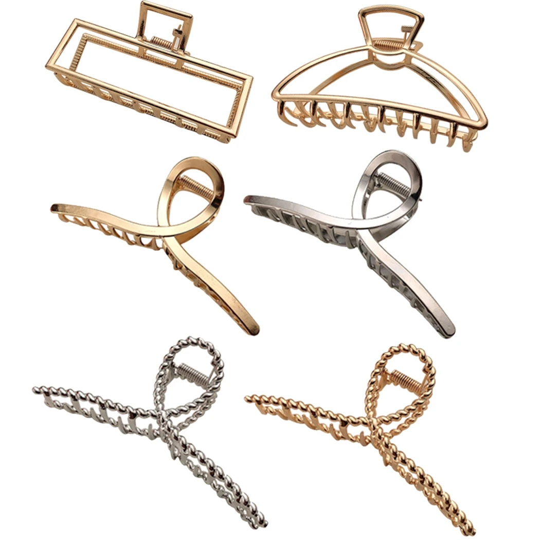 

6pcs/Set Woman Metal Hair Claws Chic Barrettes Hairclips Hairpins Ladies Hairgrip Headwear Girls Ornaments Crab Hair Accessories