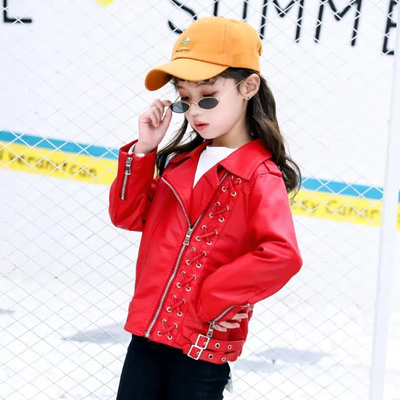 Куртка из ПУ кожи для девочек осень 2019 новая модная брендовая куртка хорошего