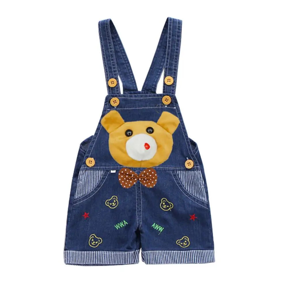 Детские штаны одежда для малышей джинсовый комбинезон с милым медвежонком шорты