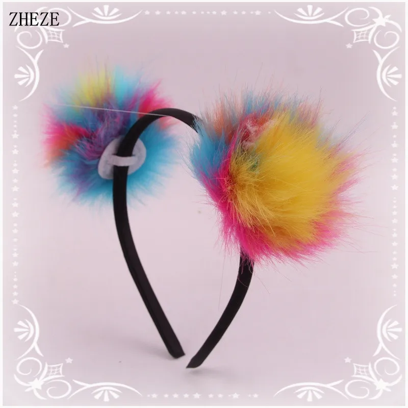 Ободок для волос с плюшевыми шариками 2 шт./лот |