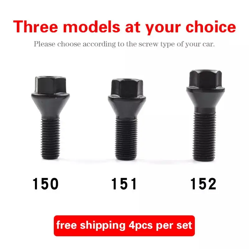 

3 styles car wheel lugs bolts for f10 f30 f15 f16 BMW universal nuts stud screws M12 x 1.5 M14 x 1.5 M14 x 1.25 black 1 pair