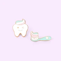 toothpaste toothbrush tooth enamel pins couples daily necessities bag brooch lapel badge cartoon jewelry gift for kids friends