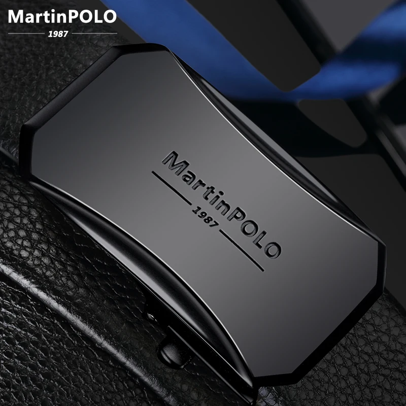 MartinPOLO Genuine Leather Belt Men Cowskin Strap Luxury Belts For Male Alloy Automatic Buckle Fashion Belt Width 3.5cm