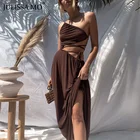 Женское платье с открытой спиной Julissa Mo, на бретельках, с разрезом и открытыми плечами, летнее облегающее платье без рукавов, Клубная одежда, 2021