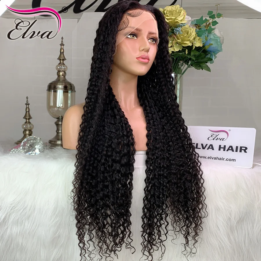 32 ''кружевные передние человеческие волосы парики для черных женщин кудрявые