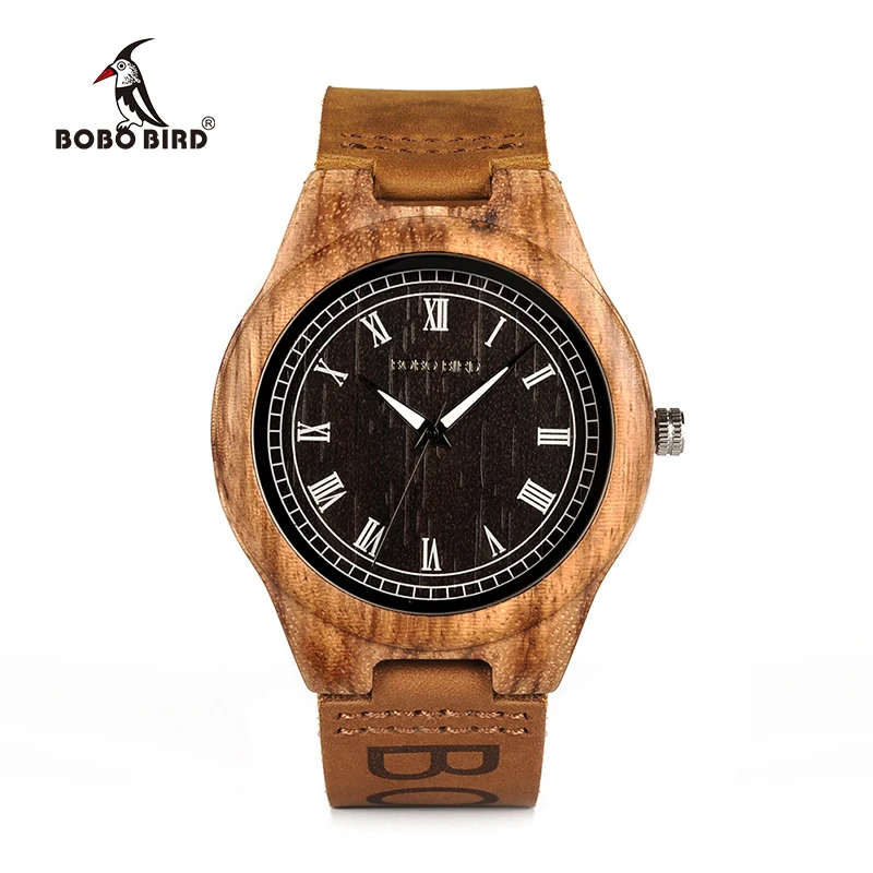 BOBO BIRD деревянные часы с зеброй Лидирующий бренд кожаные ремни мужские кварцевые