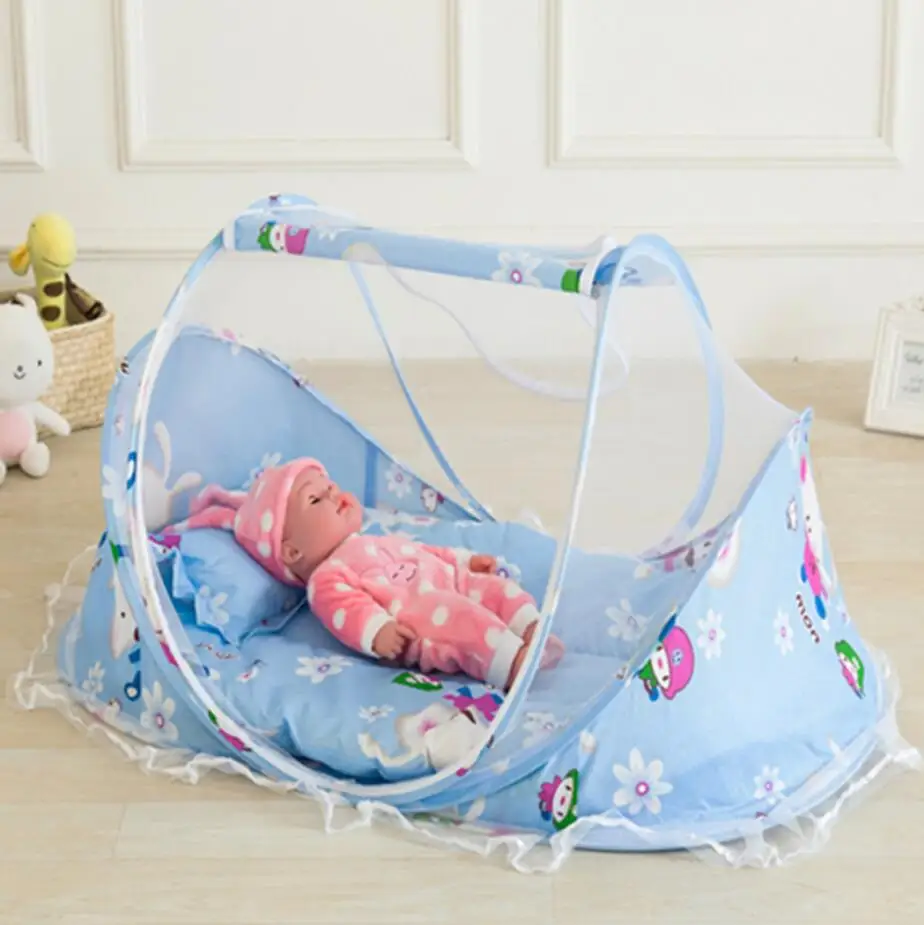 Детская кроватка с москитной сеткой матрас для сна детская подушка 3 шт./компл.