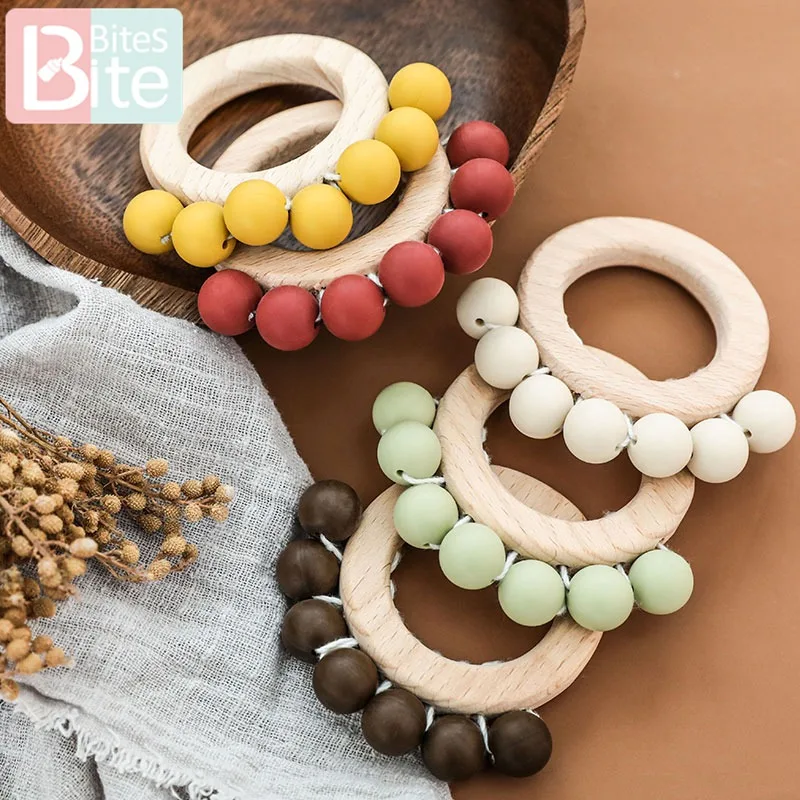 Укусы 1 шт. пищевой силиконовый Прорезыватель для зубов из бусин жевательный