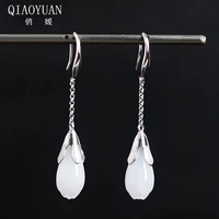 925 sterling silver earings jade jewelry earrings white jade womens gems 925 silver chain earrings long wedding orchid