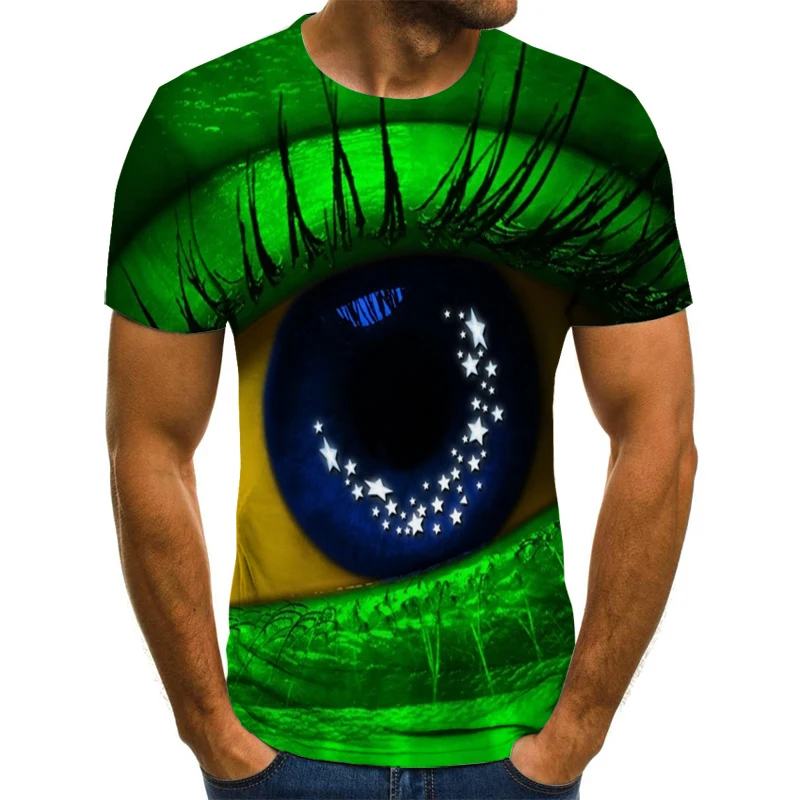 Verano nueva camiseta 3DT para hombre de calle Повседневная estampado negro manga corta moda divertida blanca camiseta|Мужские