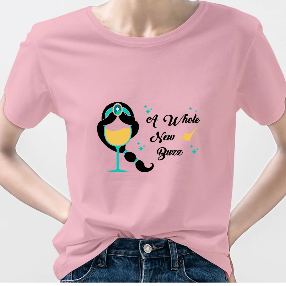

Disney Ariel Princess Kawaii Harajuku T Shirt Wine Glass Image Fashion Design Tee 90s Aesthetic Short Sleeve T-Shirts Fairycore