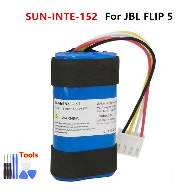 Bateria do Orador da Substituição para Jbl Original Flip Flip5 Jblflip5 Baterias Ferramentas Livres Sun-inte-152 5200mah 5