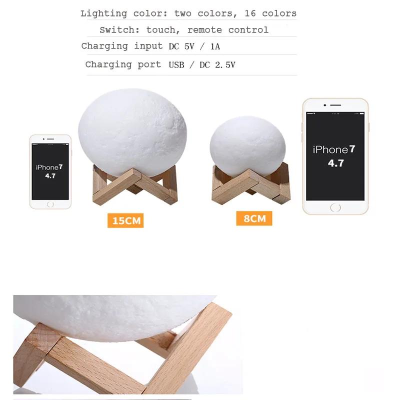 Настольная лампа ночник светильник с 3D принтом затемнением сенсорный USB для