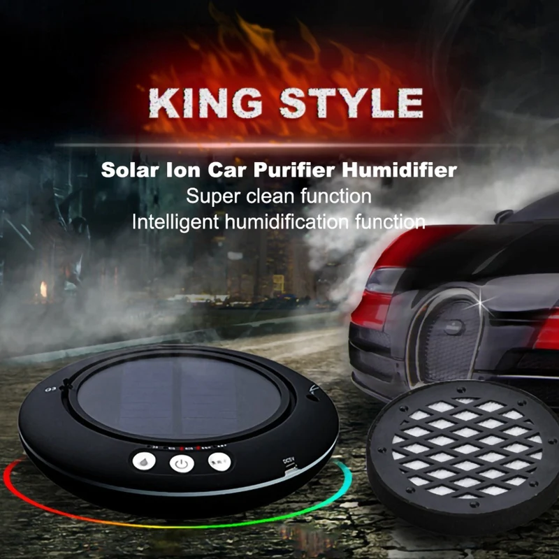 Car Solar Air Purifier Home Mini Humidifier Negative Ion Oxygen Bar Vehicle Accessories White |
