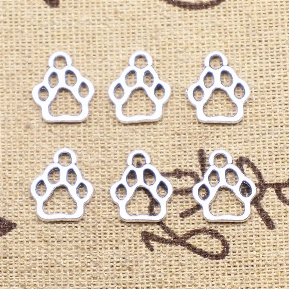 

Supplies For Jewelry Making 20pcs 13x11mm Antique Silver Color Puppy Paw Charms