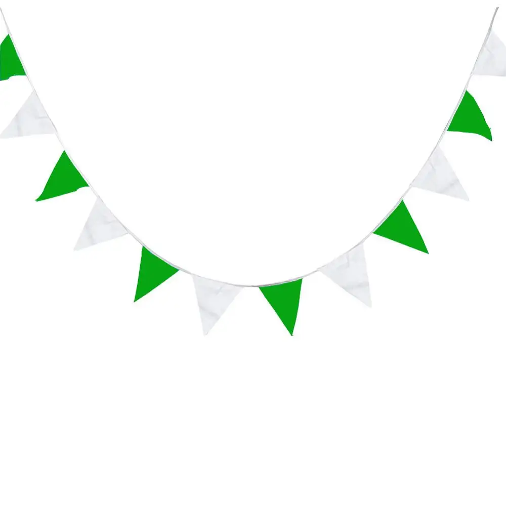 green and white Новинка 8 м 20 флагов Белый Синий Зеленый Красный тканевые флаги из материи для флагов Свадебная вечеринка декоративная Растяжка дома свадебный душ гирлянда из ткани - Цвет: green and white