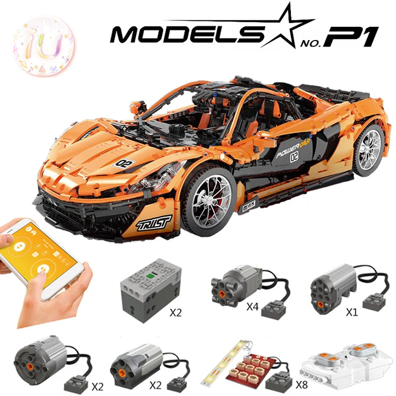 Technic Series MOC-16915 оранжевый гоночный автомобиль RC McLarened P1 модель строительные блоки