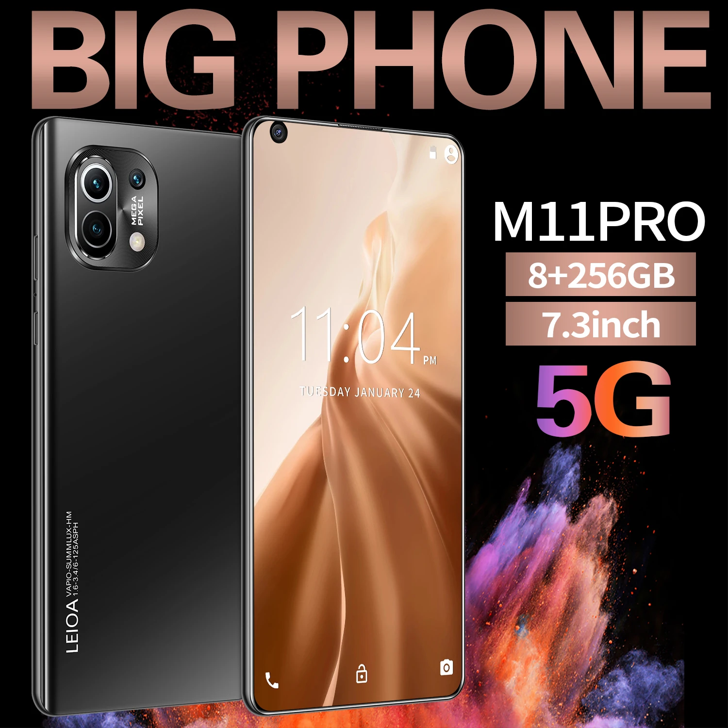 

Global M11 Pro 7.3 Inch big Screen 128/256GB Face Fingerprint ID Smartphones 6800mAh Dual SIM 16+32MP 5G Andriod Phone MTK6889
