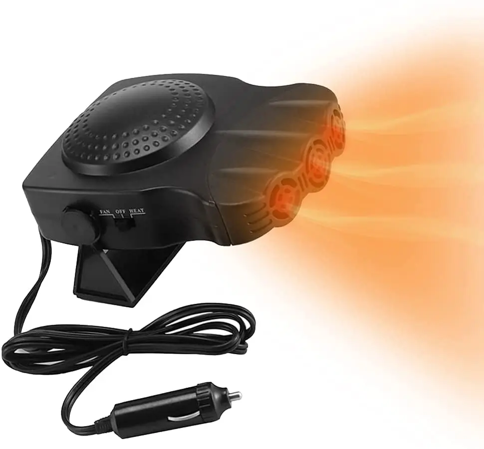 

Автомобильный обогреватель 12 В, портативный антизапотеватель на лобовое стекло с 3 отверстиями, быстрый нагрев, подключение к прикуривател...