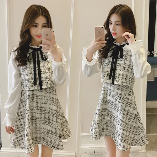 

Plaid Teenager Girls Princess Dresses Autumn Flare Long Sleeve Kids Girls Dresses Fake 2 Piece Girls Elegant Dress 11-20T