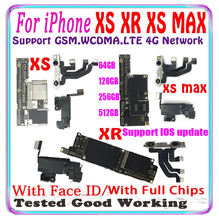 

Бесплатный iCloud разблокированный для iPhone XR и XS MAX материнская плата с распознаванием лица 64 Гб 128 ГБ 256 ГБ 512 ГБ X R логическая плата поддержка об...