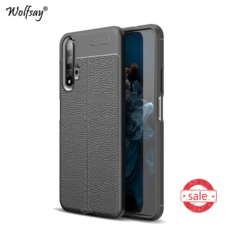 Чехол для Huawei Nova 5T противоударный мягкий резиновый чехол с узором Личи телефона
