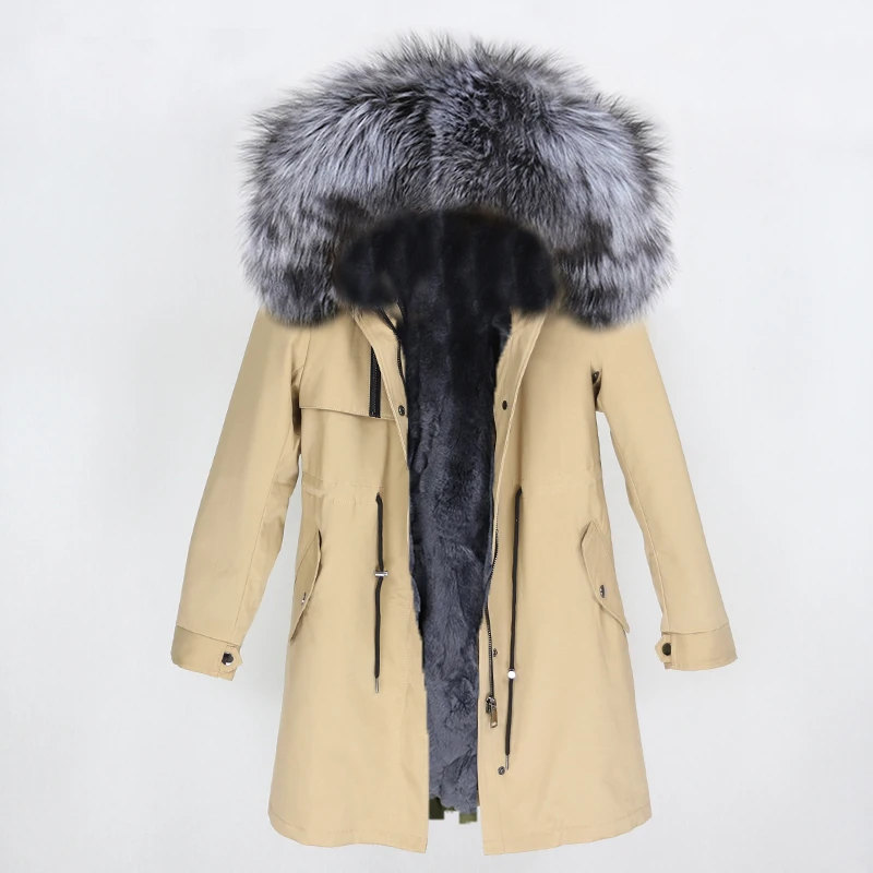 OFTBUY натуральный Лисий мех воротник парка с капюшоном зимняя куртка женская натуральный кроличий мех внутри Толстая теплая верхняя одежда Уличная Роскошная