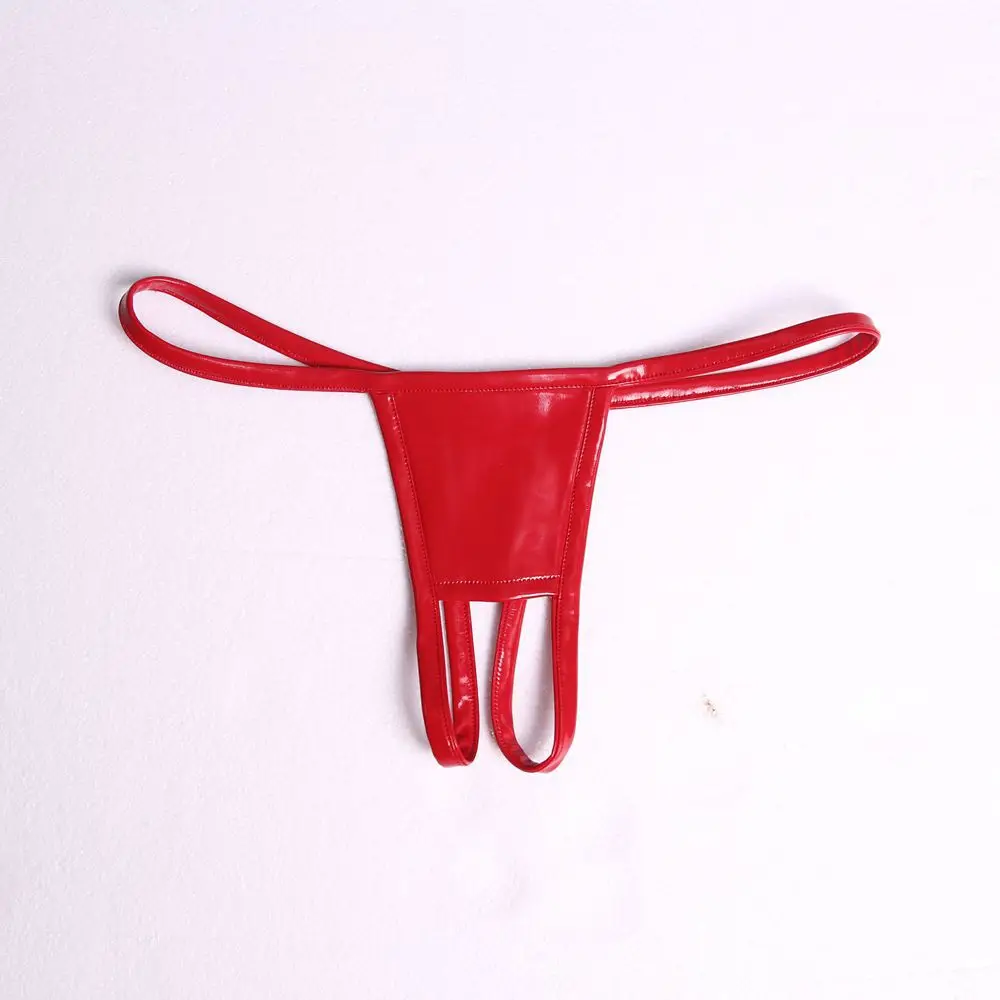 Women Lady Sexy Shorts Hollow Out Briefs Open Crotch Faux Leather Glossy Stylish