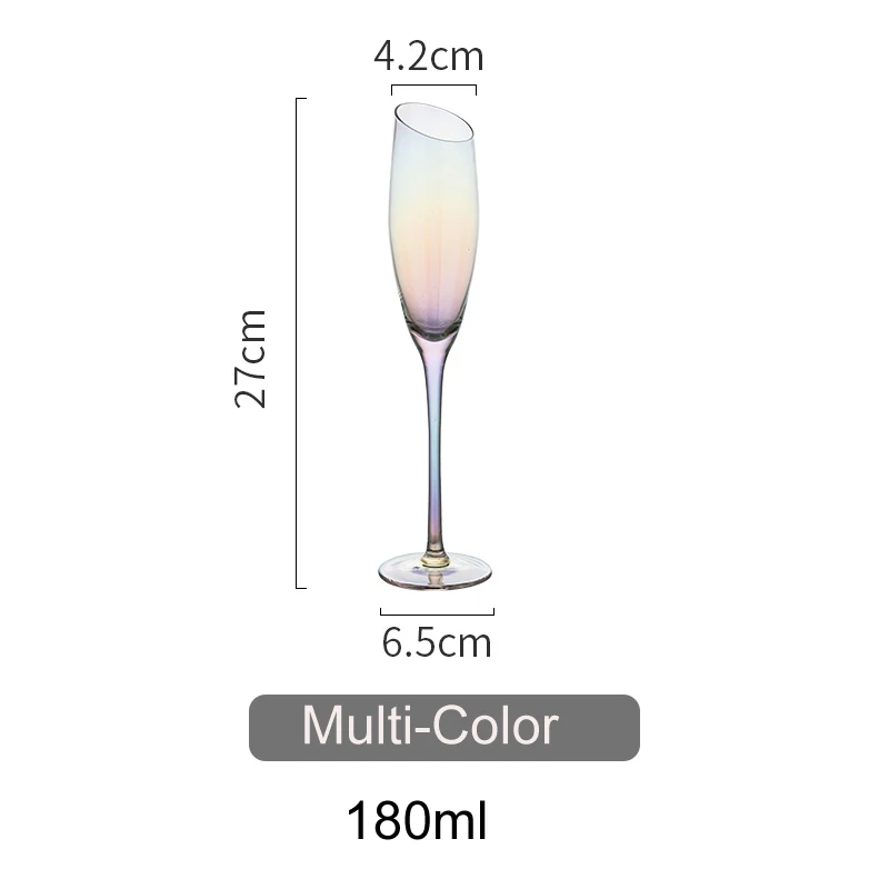 Multi-Color Радужное покрытие Бессвинцовая Хрустальная стеклянная чашка Наклонный рот бокал для вина коктейльное стекло бокалы для шампанского бокал для вечеринок посуда для напитков - Цвет: Multi-Color