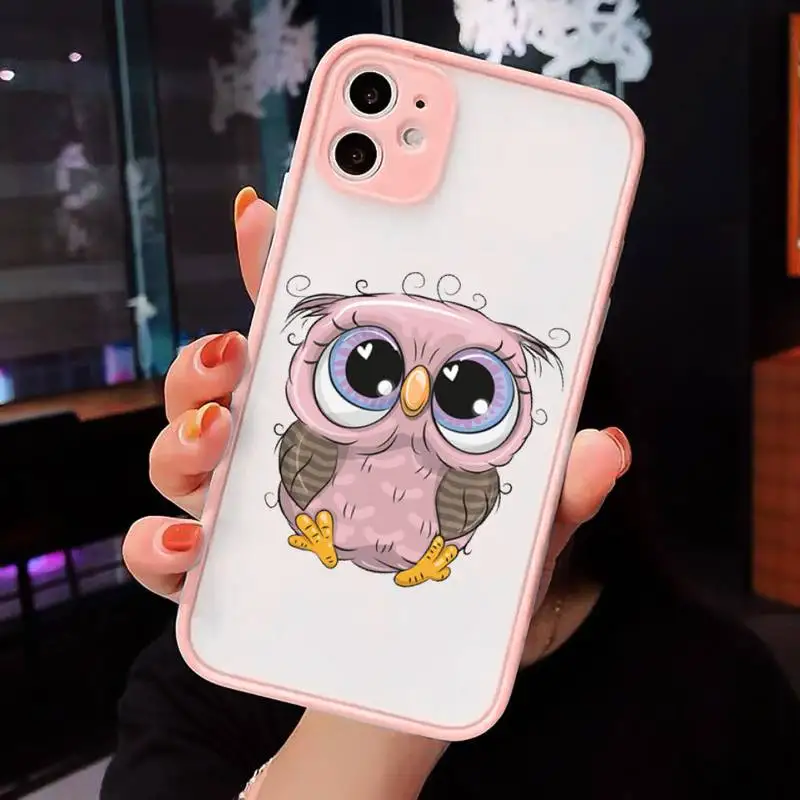 

Cartoon Girl Gifts Cute Owl lovers Phone Case Matte Transparent for iPhone 7 8 11 12 s mini pro X XS XR MAX Plus cover funda