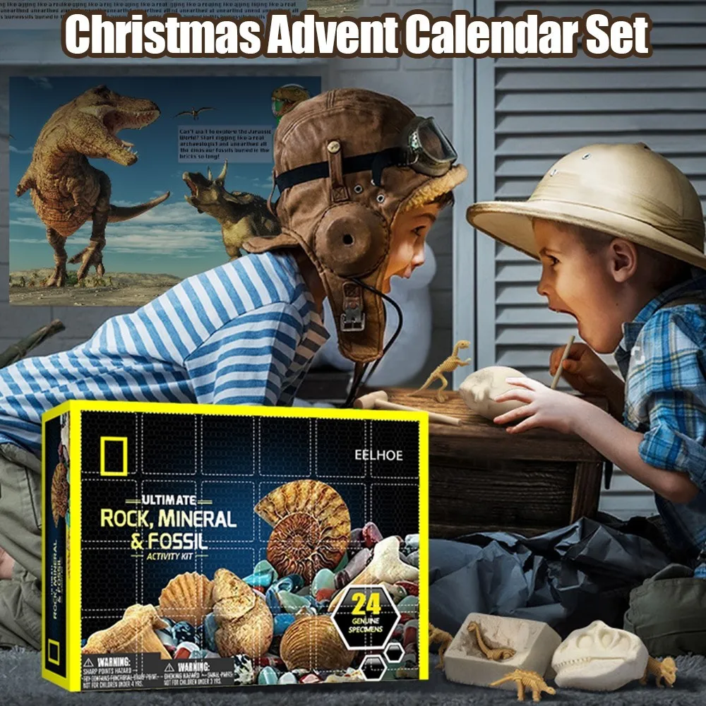 

Подарочная коробка с календарём для детей, Подарочная коробка с камерами, минералами, обратный отсчет 24 дня, детский календарь, драгоценные ...