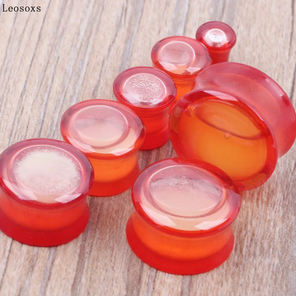 

Leosoxs 1 piece Bone stick ear expander, transparent acrylic red liquid will emit luminous ear earrings