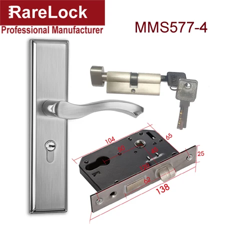 Rarelock современный простой дверной замок с нержавеющей ручкой, несколько размеров, для спальни, ванной комнаты, деревянная дверная фурнитура, регулируемый Шаг hh - Цвет: MMS577-4