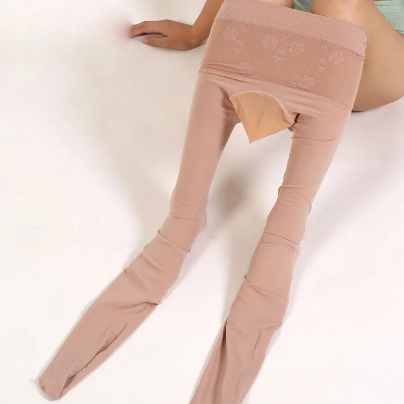 

80D Men Seamless Waist Elastic Long Johns Thickened Warm Pantyhose Penis Sheath Cock Pouch Slim Leggings Tights Stocking