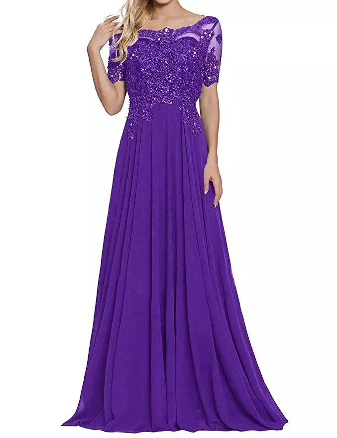 

Elegant Dress Women For Wedding Party Purple Mother Of The Bride Dresses Plus Size Lace Wedding Guest Dress