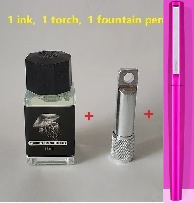 1 ink 1 torch 1 pen 18 мл/светильник для бутылок, невидимые чернила для авторучки, флуоресцентные чернила без углерода, видимые только под УФ-светильник, чернила для авторучки - Цвет: 1 ink 1 torch 1 pen